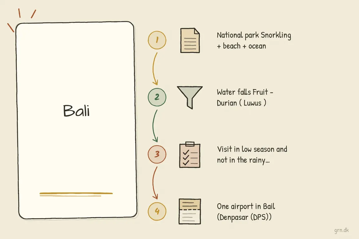 Illustrated infographic summarizing: Bali