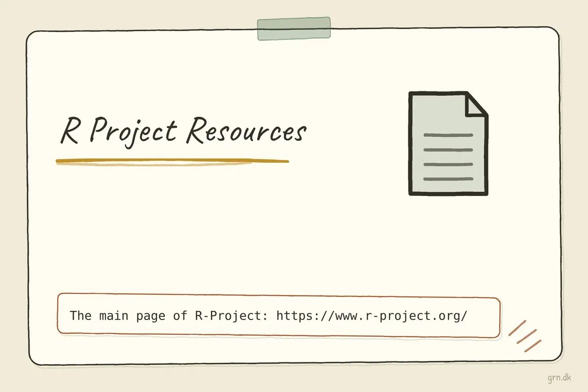 Illustrated infographic summarizing: R Project Resources