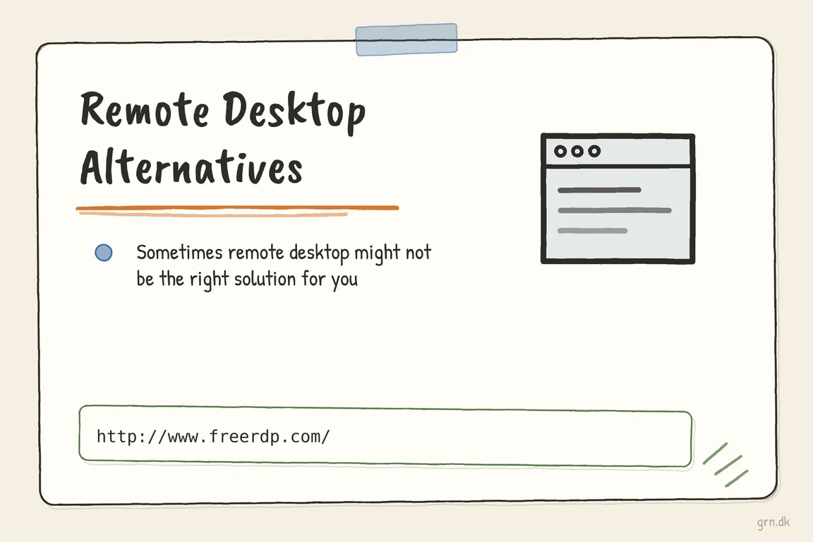 Illustrated infographic summarizing: Remote Desktop Alternatives