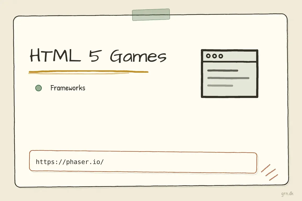 Illustrated infographic summarizing: HTML 5 Games