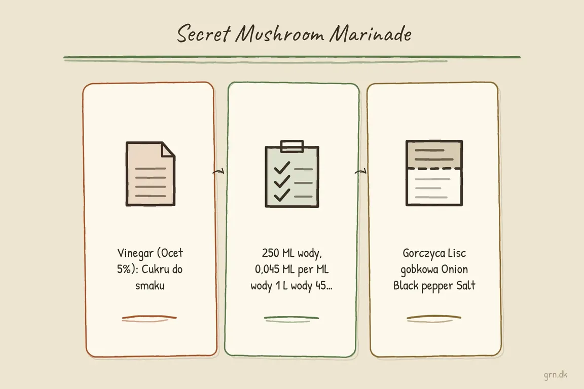 Illustrated infographic summarizing: Secret Mushroom Marinade