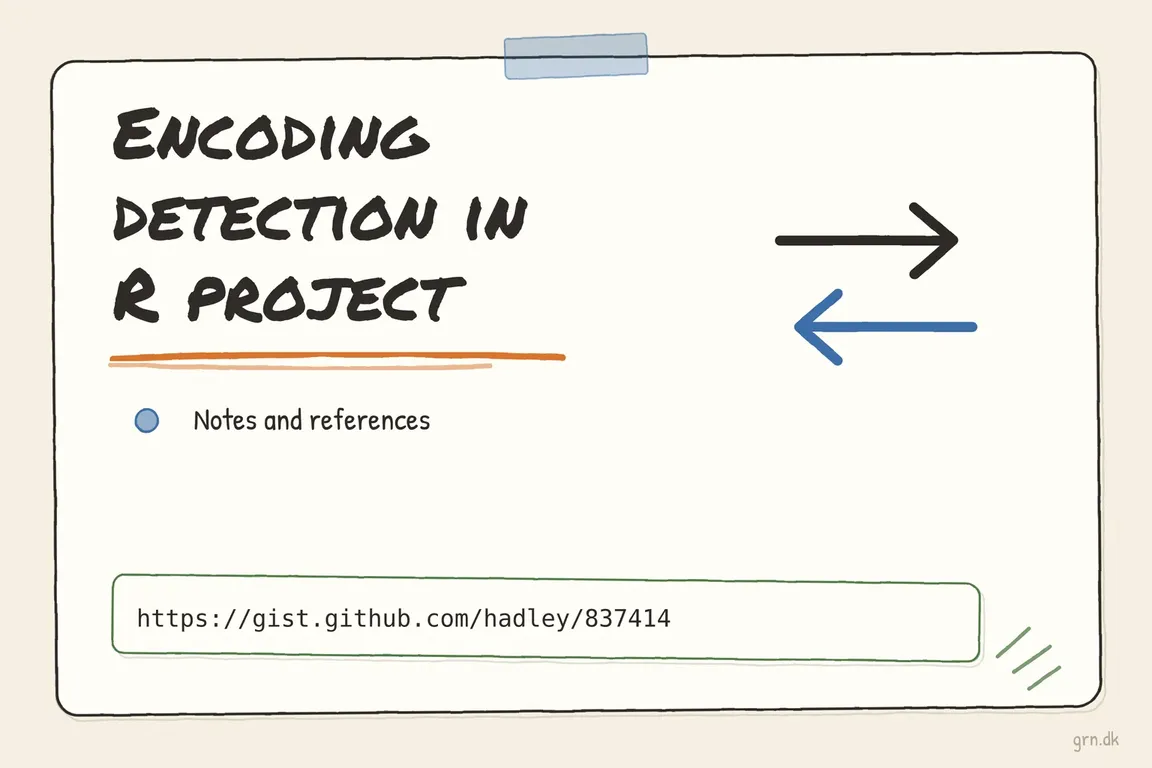 Illustrated infographic summarizing: Encoding detection in R project