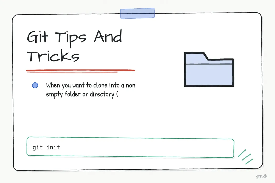 Illustrated infographic summarizing: Git Tips And Tricks