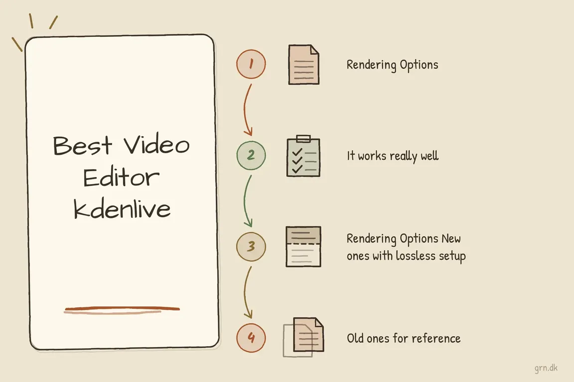 Illustrated infographic summarizing: Best Video Editor kdenlive