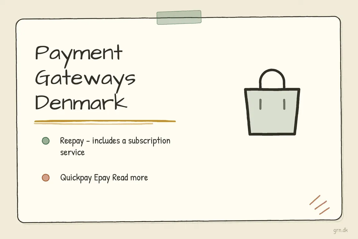 Illustrated infographic summarizing: Payment Gateways Denmark