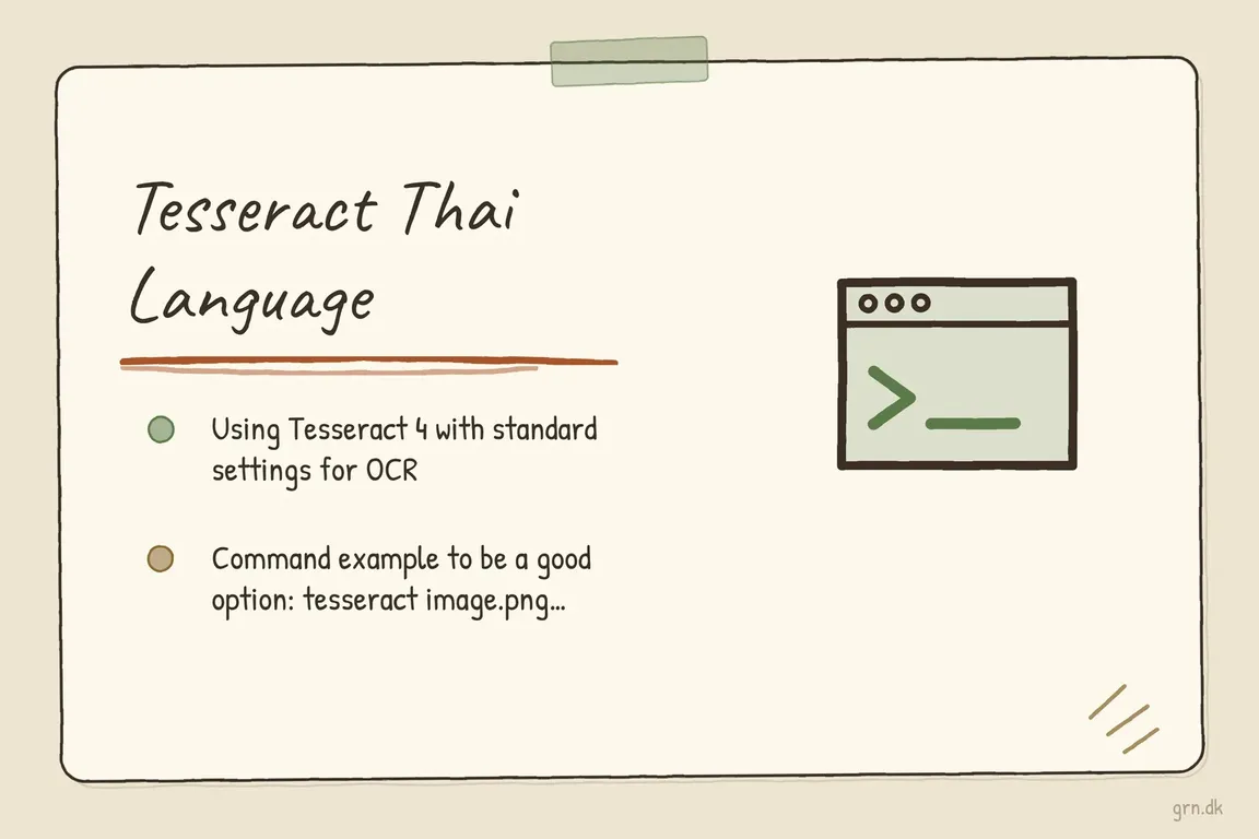 Illustrated infographic summarizing: Tesseract Thai Language
