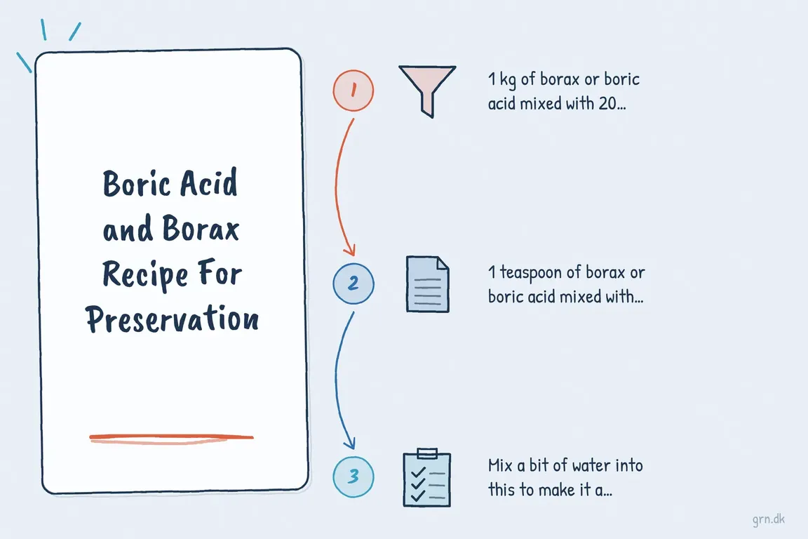Illustrated infographic summarizing: Boric Acid and Borax Recipe For Preservation