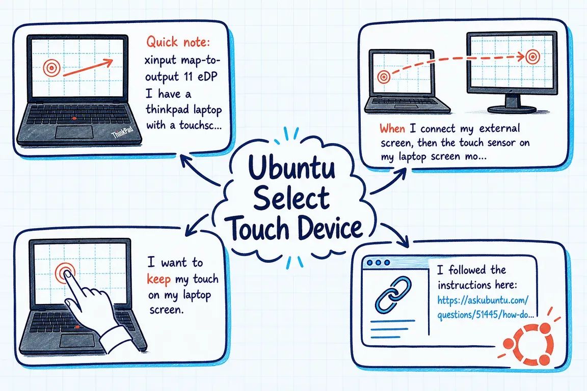 Illustrated infographic summarizing: Ubuntu Select Touch Device
