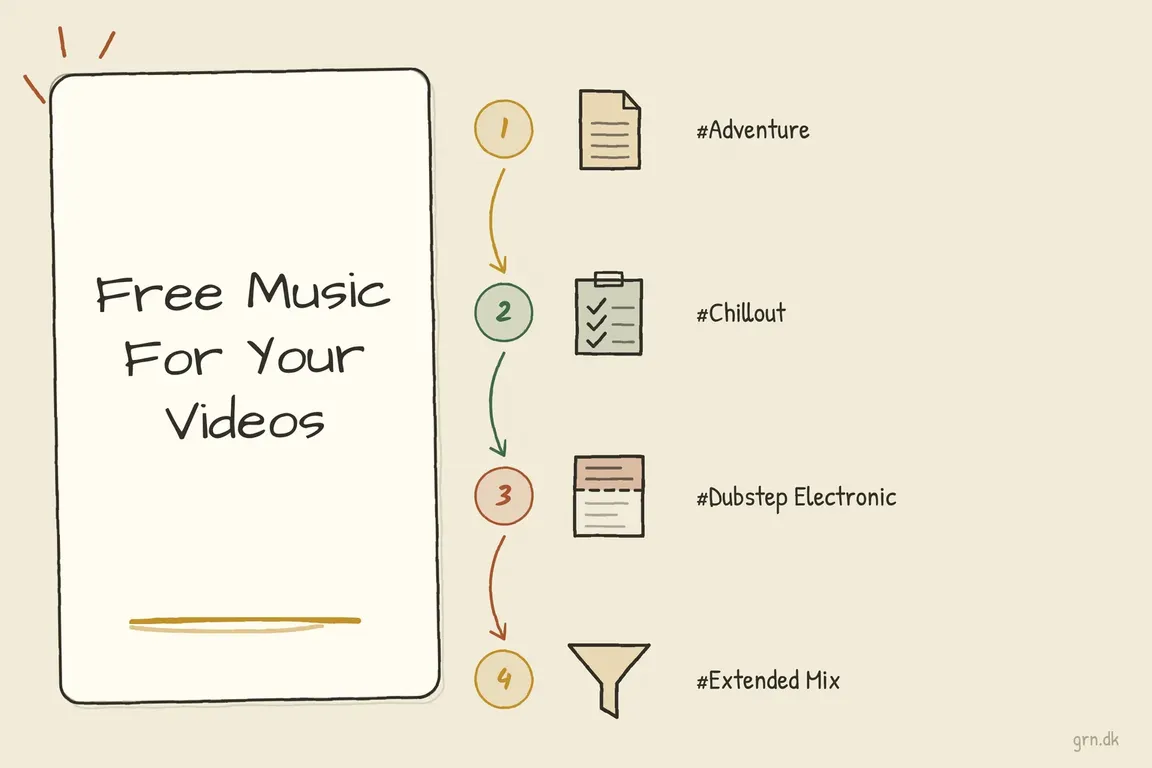 Illustrated infographic summarizing: Free Music For Your Videos