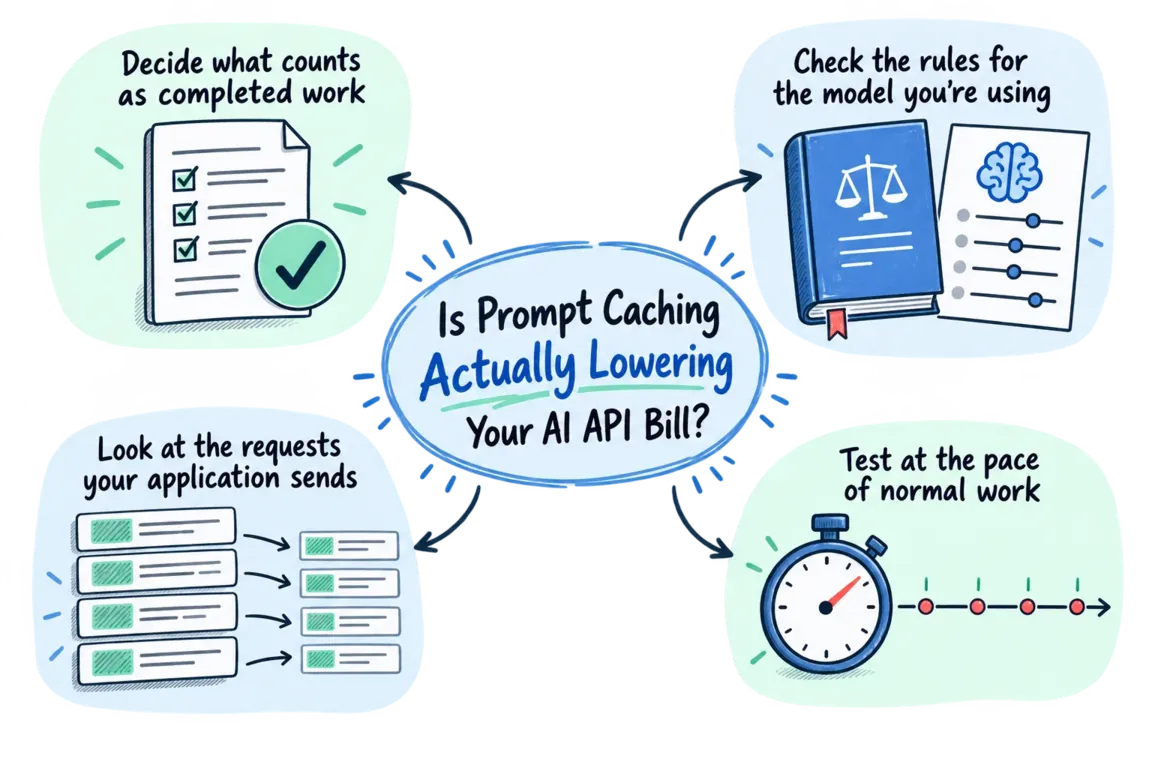 Illustrated infographic summarizing: Is Prompt Caching Actually Lowering Your AI API Bill?