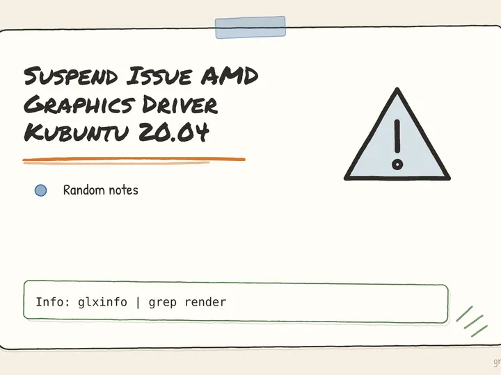 Illustrated infographic summarizing: Suspend Issue AMD Graphics Driver Kubuntu 20.04