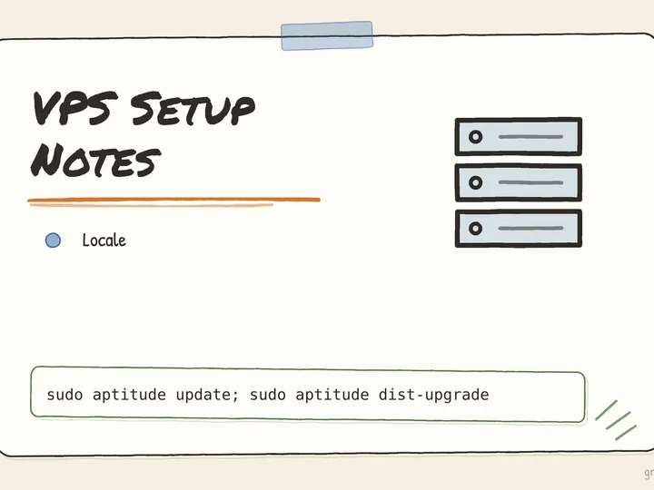 Illustrated infographic summarizing: VPS Setup Notes