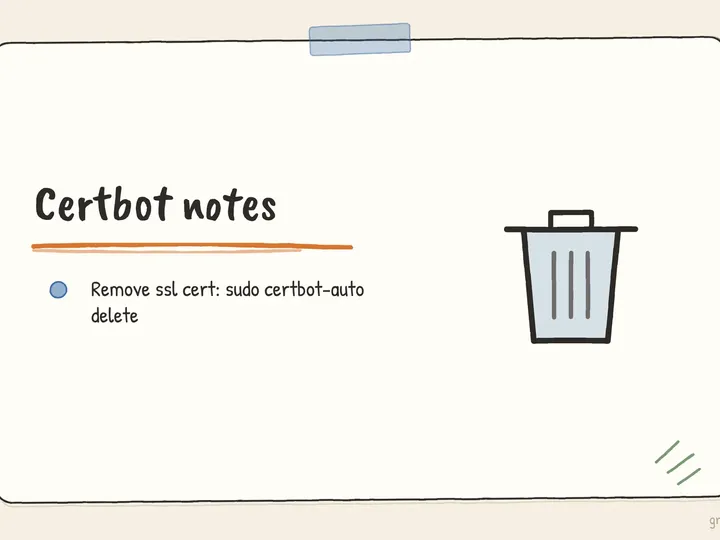 Illustrated infographic summarizing: Certbot notes
