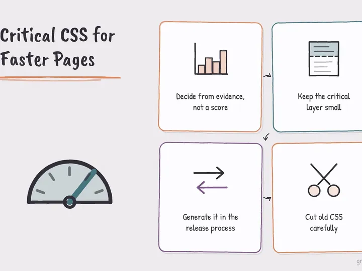 Illustrated infographic summarizing: Critical CSS for Faster Pages: When It’s Worth the Work