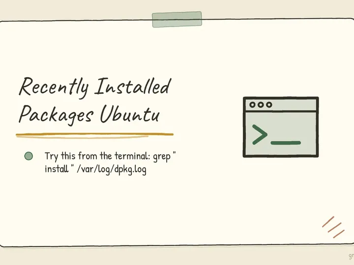 Illustrated infographic summarizing: Recently Installed Packages Ubuntu