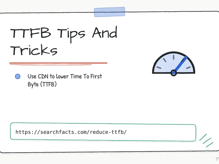 Illustrated infographic summarizing: TTFB Tips And Tricks