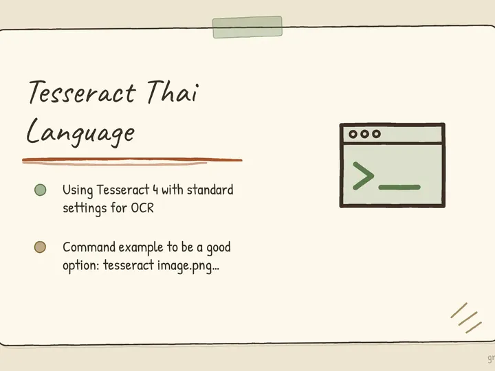 Illustrated infographic summarizing: Tesseract Thai Language