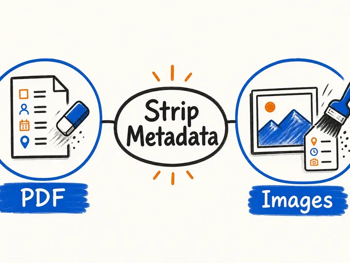 Illustrated infographic summarizing: Strip Metadata