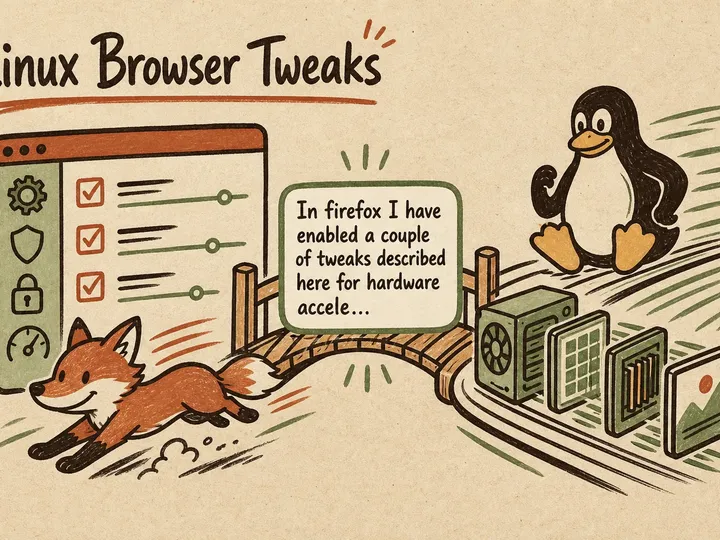 Illustrated infographic summarizing: Linux Browser Tweaks