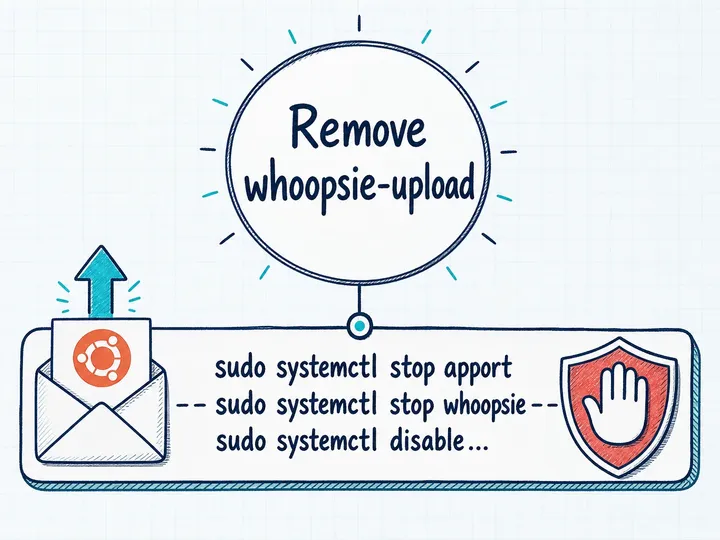 Illustrated infographic summarizing: Remove whoopsie-upload