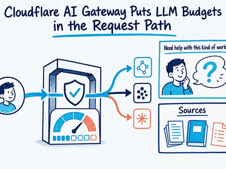 Illustrated infographic summarizing: Cloudflare AI Gateway Puts LLM Budgets in the Request Path