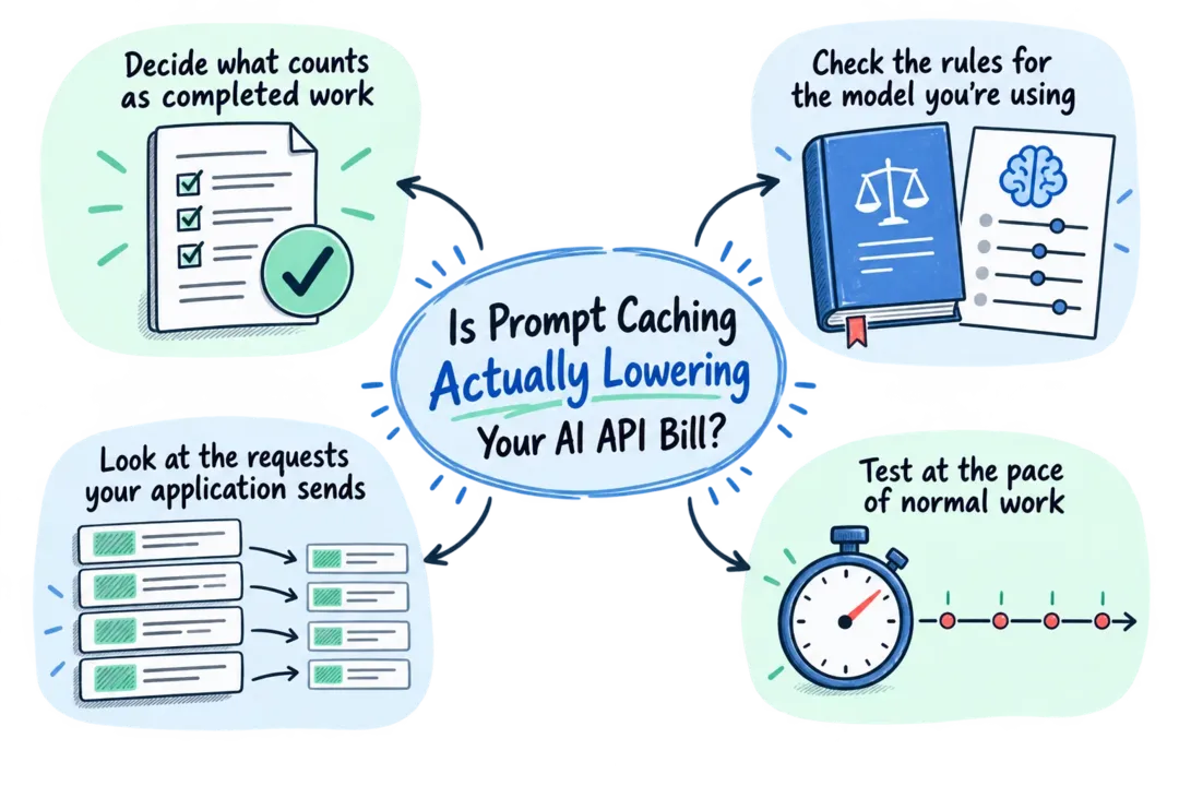 Illustrated infographic summarizing: Is Prompt Caching Actually Lowering Your AI API Bill?