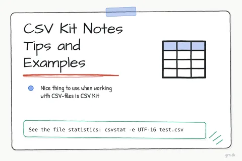 Illustrated infographic summarizing: CSV Kit Notes Tips and Examples