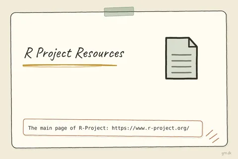 Illustrated infographic summarizing: R Project Resources