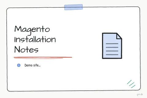 Illustrated infographic summarizing: Magento Installation Notes