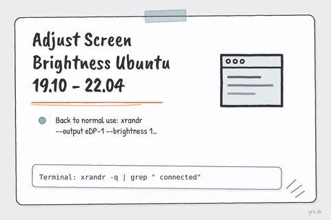 Illustrated infographic summarizing: Adjust Screen Brightness Ubuntu 19.10 - 22.04