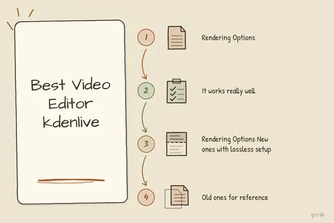 Illustrated infographic summarizing: Best Video Editor kdenlive
