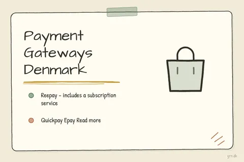 Illustrated infographic summarizing: Payment Gateways Denmark