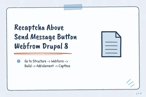 Illustrated infographic summarizing: Recaptcha Above Send Message Button Webfrom Drupal 8
