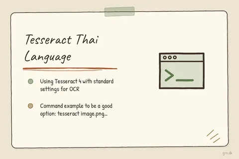 Illustrated infographic summarizing: Tesseract Thai Language