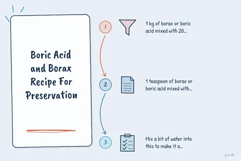 Illustrated infographic summarizing: Boric Acid and Borax Recipe For Preservation