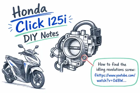 Illustrated infographic summarizing: Honda Click 125i DIY Notes