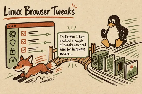 Illustrated infographic summarizing: Linux Browser Tweaks