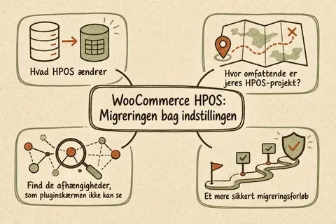 Illustreret infografik, der opsummerer: WooCommerce HPOS: Migreringen bag indstillingen