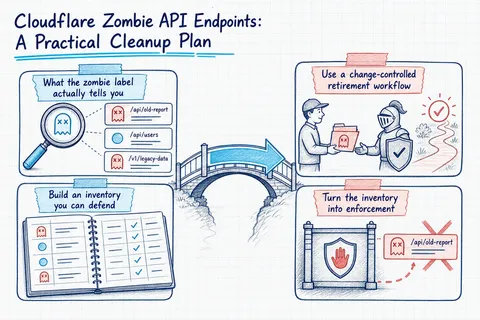 Illustrated infographic summarizing: Cloudflare Zombie API Endpoints: A Practical Cleanup Plan
