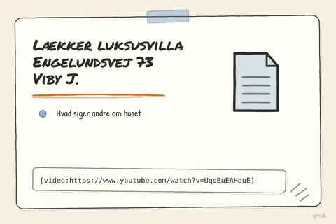 Illustrated infographic summarizing: Lækker luksusvilla Engelundsvej 73 Viby J.