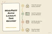 Illustrated infographic summarizing: WordPress Admin Lockout: A Safe Recovery Guide