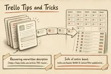 Illustrated infographic summarizing: Trello Tips and Tricks