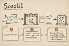 Illustrated infographic summarizing: SoapUI