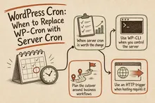 Illustrated infographic summarizing: WordPress Cron: When to Replace WP-Cron with Server Cron