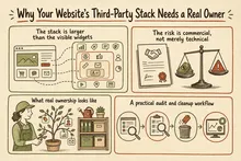 Illustrated infographic summarizing: Why Your Website’s Third-Party Stack Needs a Real Owner