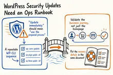 Illustrated infographic summarizing: WordPress Security Updates Need an Ops Runbook
