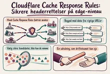 Illustrated infographic summarizing: Cloudflare Cache Response Rules: Sikrere headerrettelser på edge-niveau