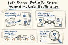 Illustrated infographic summarizing: Let's Encrypt Profiles Put Renewal Assumptions Under the Microscope