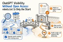 Illustrated infographic summarizing: ChatGPT Visibility Without Open Access: robots.txt Is Only the Start