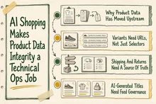 Illustrated infographic summarizing: AI Shopping Makes Product Data Integrity a Technical Ops Job